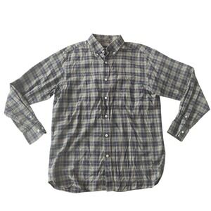 Daniel Cremieux Men's Size L Slim Fit 100% Cotton Blue Green Plaid Button Up